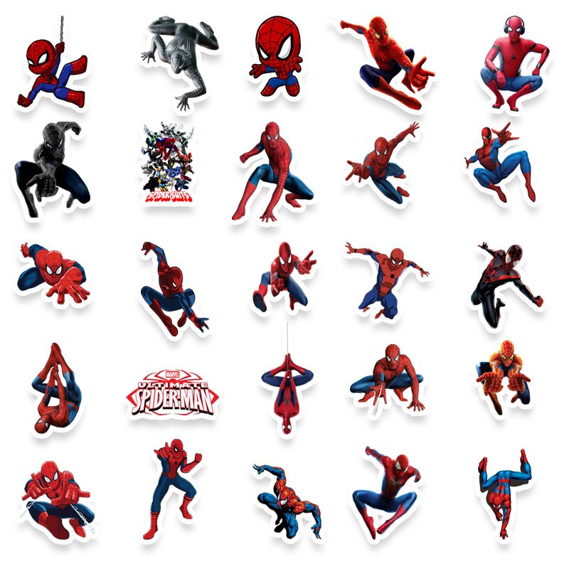 50 Spider-Man anime stickers for luggage, mobile phones, tablets, greeting cards decoration DIY. Creative stickers.