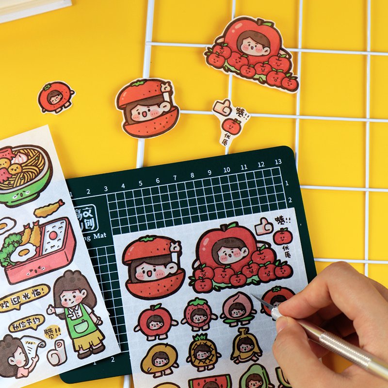 High Mountain Cultural and Creative Full Set of Cute Decoration Tools Meatball Style Cartoon Character Girl Stickers