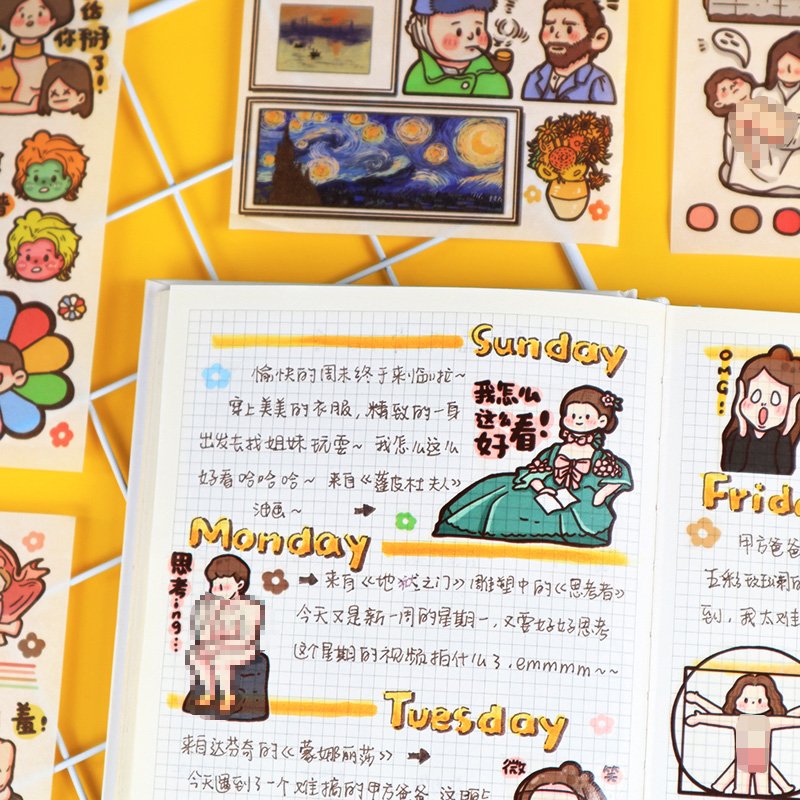 High Mountain Cultural and Creative Full Set of Cute Decoration Tools Meatball Style Cartoon Character Girl Stickers