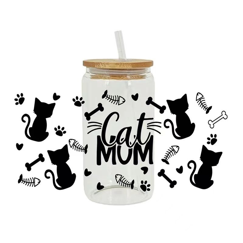 Ready Transfer DIY UV DTF Sticker Factory Wholesale Design Libbey Glass Cold Cup Waterproof Multiple Use For Custom Cup Sticker
