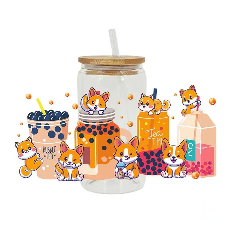 Ready Transfer DIY UV DTF Sticker Factory Wholesale Design Libbey Glass Cold Cup Waterproof Multiple Use For Custom Cup Sticker