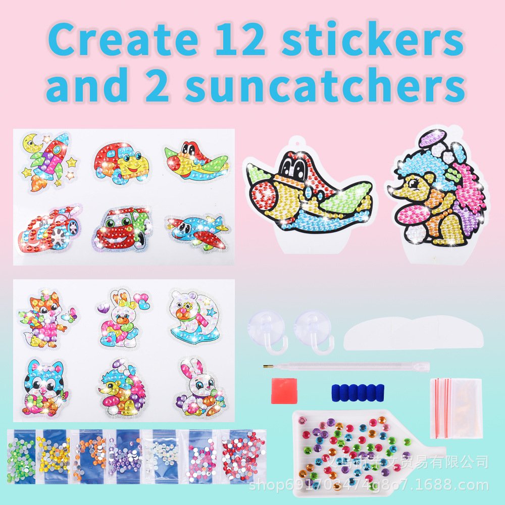 Hot Sale Kids Diamond Painting PVC Laser Stickers DIY Cartoon Children Educational Toy Diamond Stickers