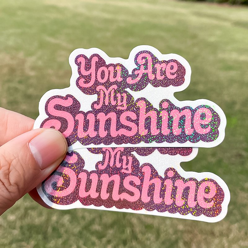 Self Adhesive Die Cut Vinyl Holographic Stickers Printing, Adhesive Waterproof Label Design Cartoon Glitter Stickers