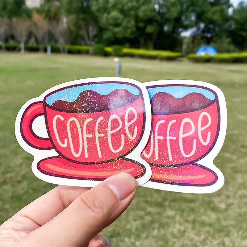 Self Adhesive Die Cut Vinyl Holographic Stickers Printing, Adhesive Waterproof Label Design Cartoon Glitter Stickers