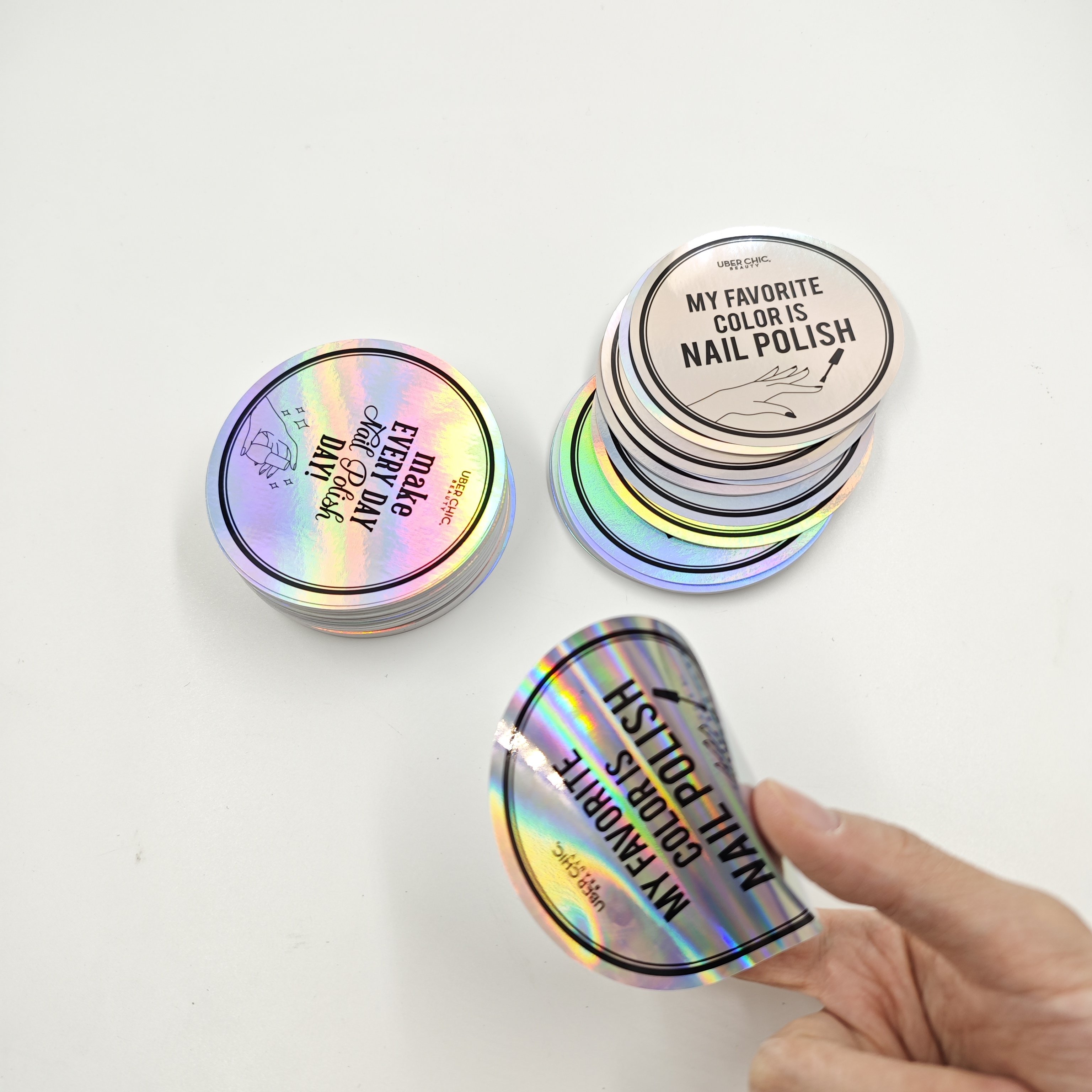 Custom Printed Private Die Cut Glossy Laminated Adhesive Sticker Holographic Effect Cartoon Logo Stickers