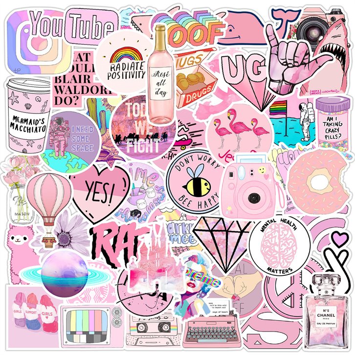 50PCS Factory Hot Sale INS Style Graffiti Sticker Vinyl Waterproof PVC Cartoon Painting Tools Sticker