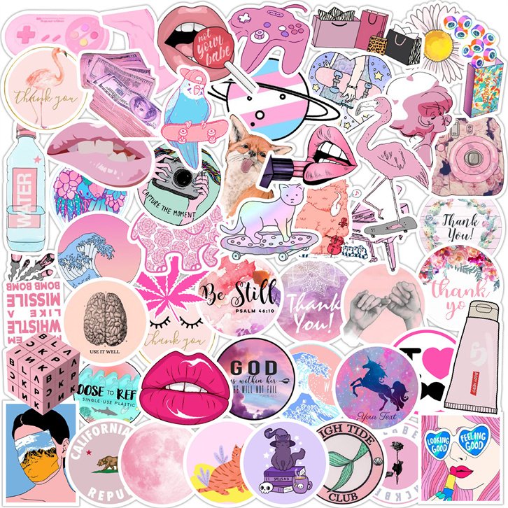 50PCS Factory Hot Sale INS Style Graffiti Sticker Vinyl Waterproof PVC Cartoon Painting Tools Sticker