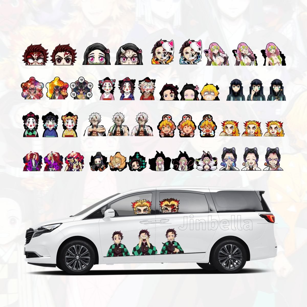 1400 Designs 10-15cm Custom 3D Lenticular PET Motion Anime Demon Slayer Car Laptop Computer Cartoon stickers Flips Decoration