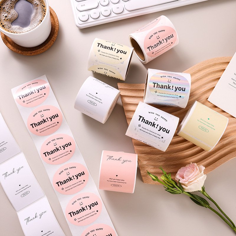 Custom logo waterproof stickers wholesale design adhesive roll label sticker printing die cut stickers for small business