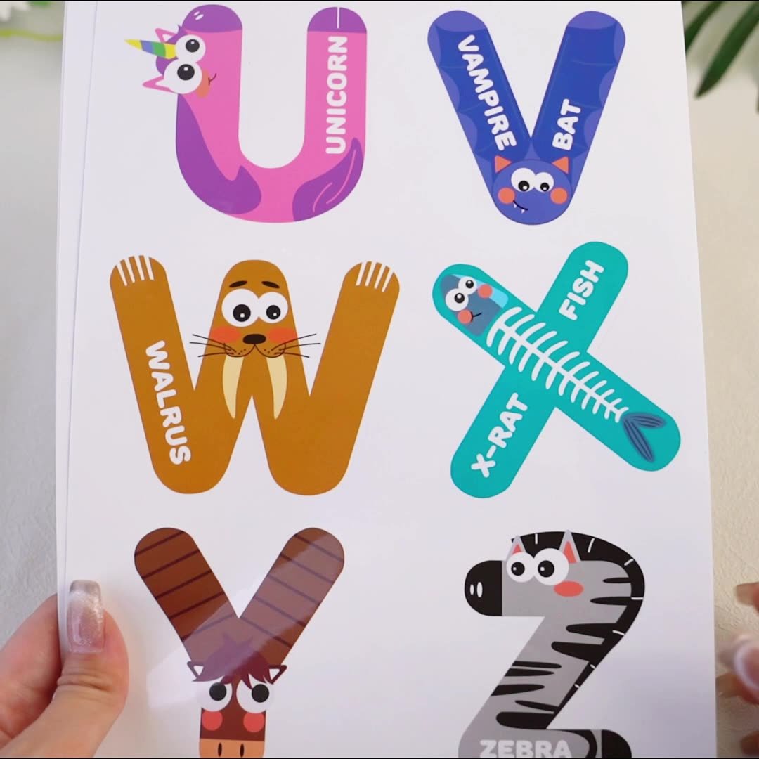 New Design Wholesalers Kiss Cut Sticker Alphabet Number Sheet Cute Cartoon Letter Animals Stickers