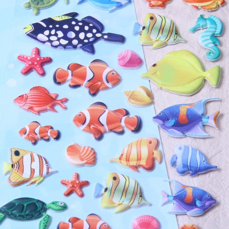 Kids creative cartoon cute sea animal DIY 3d bubble sticker for school