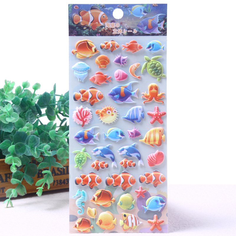 Kids creative cartoon cute sea animal DIY 3d bubble sticker for school