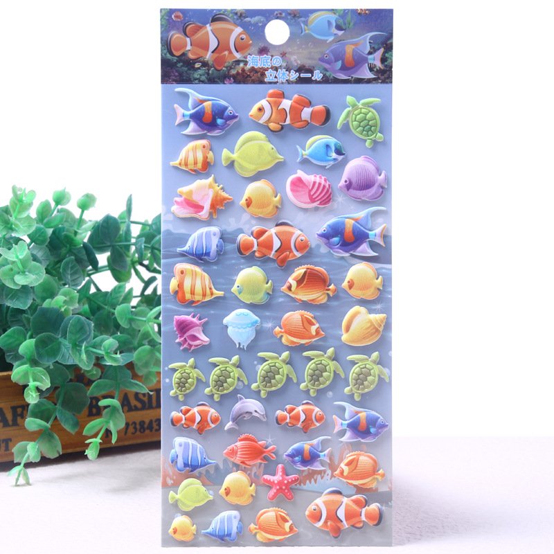 Kids creative cartoon cute sea animal DIY 3d bubble sticker for school