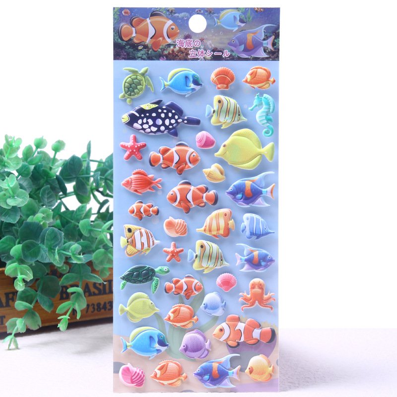 Kids creative cartoon cute sea animal DIY 3d bubble sticker for school