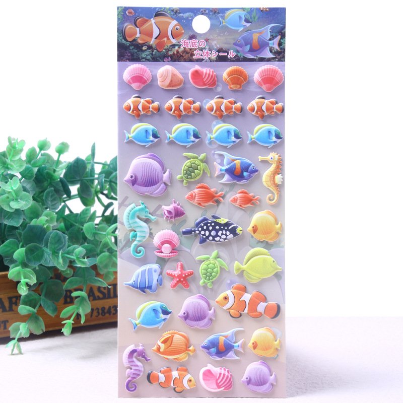 Kids creative cartoon cute sea animal DIY 3d bubble sticker for school