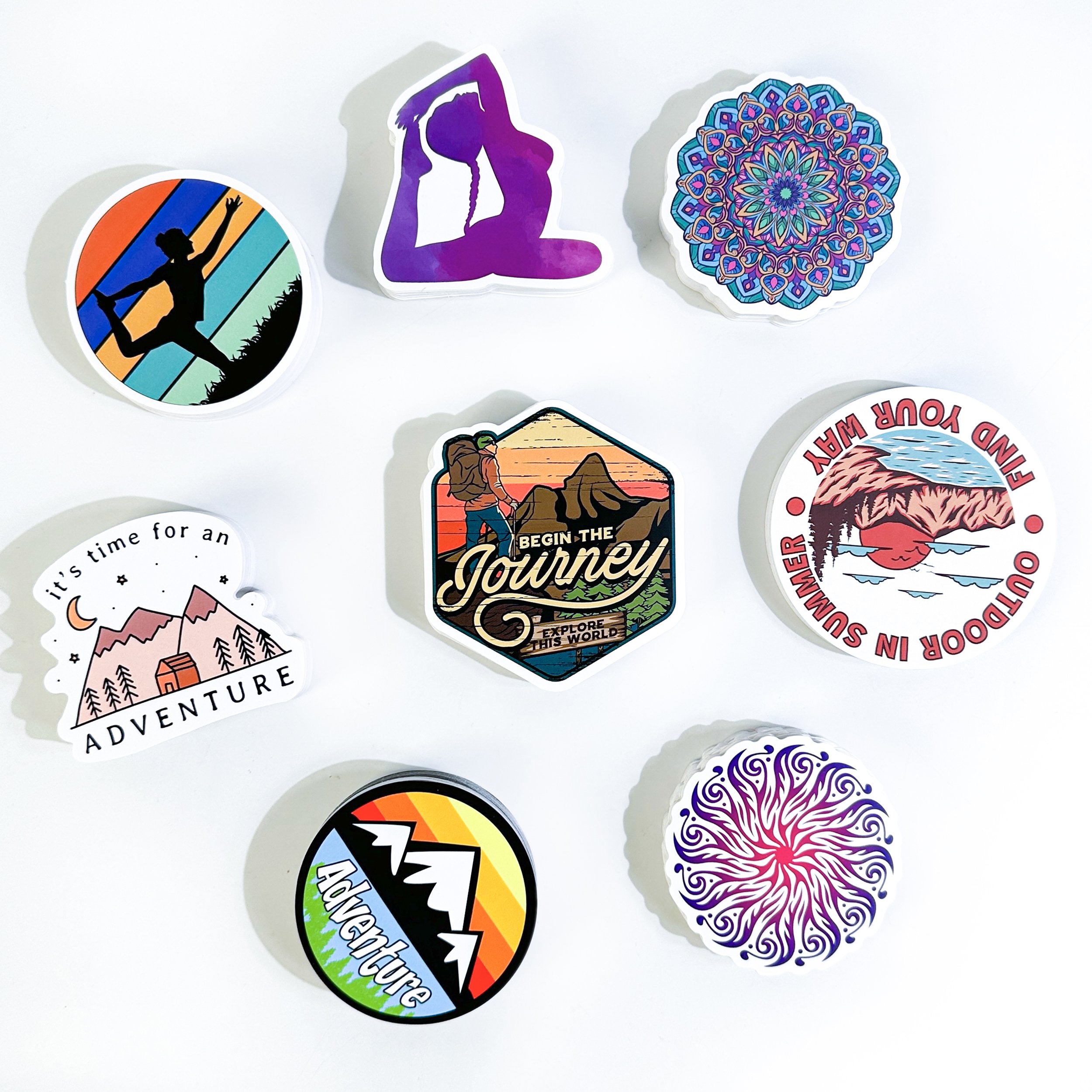Custom UV Resist Weatherproof Logo Labels Sticker Sheet Adhesive Vinyl PVC Outdoor Shiny Carton Die Cut Stickers Custom Stickers