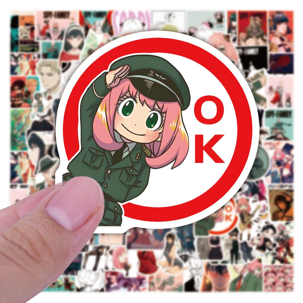 100Pcs SPY FAMILY Anime Sticker Custom PVC Waterproof Cute Vinyl Japanese animation Stickers for Teen Girls Water Bottle Laptop