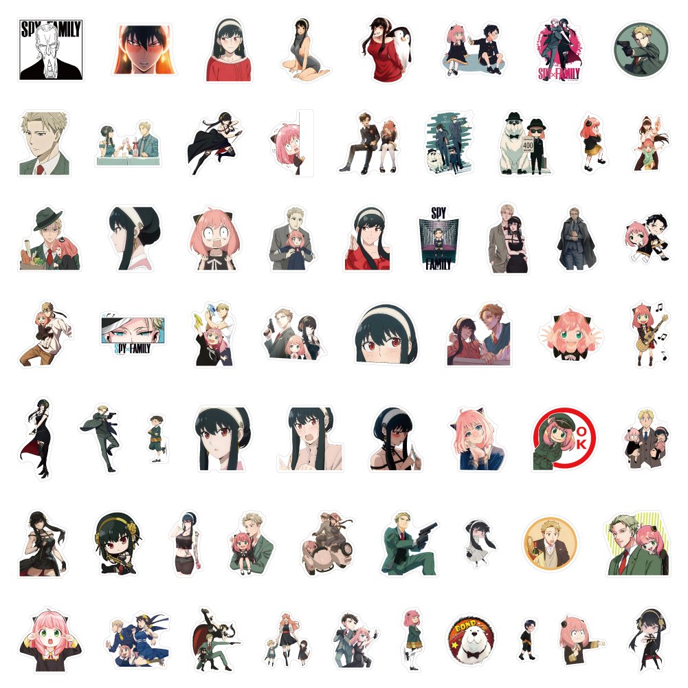 100Pcs SPY FAMILY Anime Sticker Custom PVC Waterproof Cute Vinyl Japanese animation Stickers for Teen Girls Water Bottle Laptop