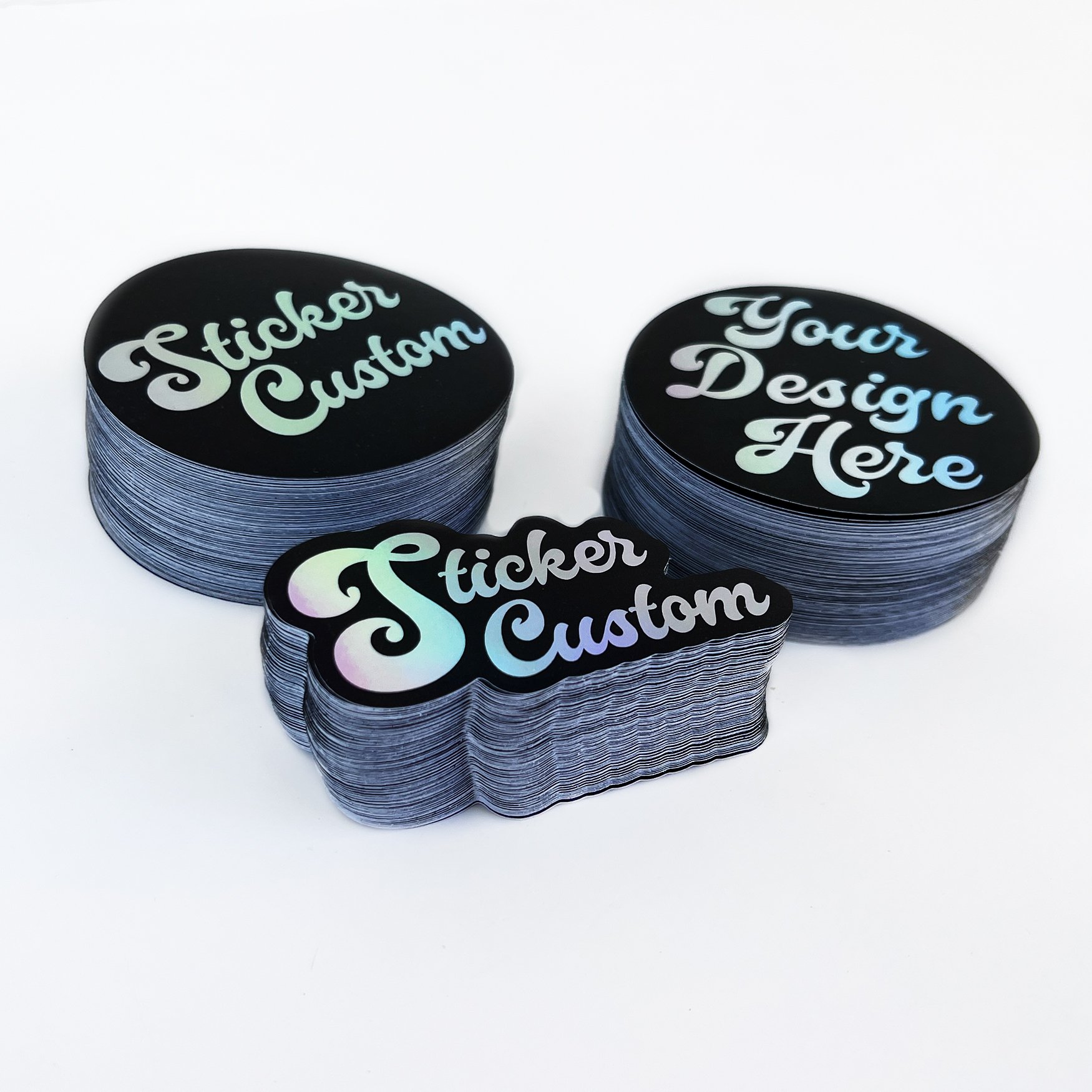 Custom Holographic UV Printing Logo Label Stickers Custom Rainbow Laser Waterproof Adhesive Vinyl Cartoon Die Cut Sticker