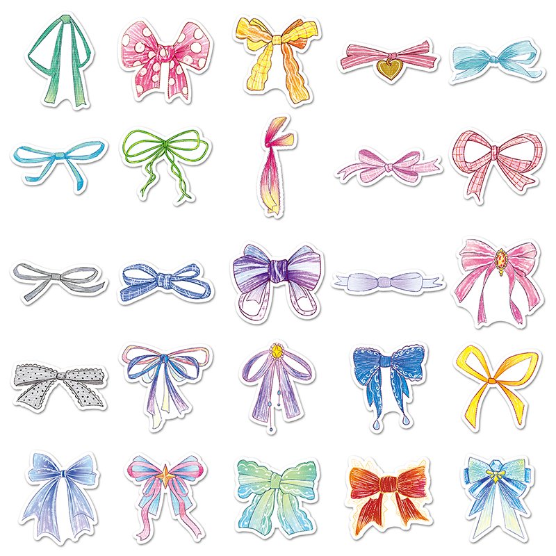 50pcs High Quality Animal Kawaii INS Cartoon Sticker Waterproof Decoration Custom Original Bow Sticker