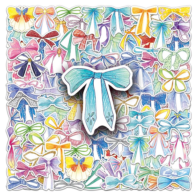 50pcs High Quality Animal Kawaii INS Cartoon Sticker Waterproof Decoration Custom Original Bow Sticker