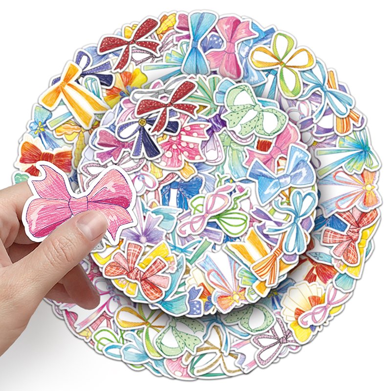 50pcs High Quality Animal Kawaii INS Cartoon Sticker Waterproof Decoration Custom Original Bow Sticker