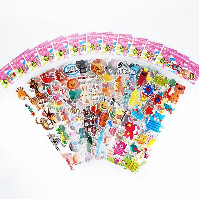 Custom wholesale kids dinosaur butterfly letter animal cute cartoon puffy sticker