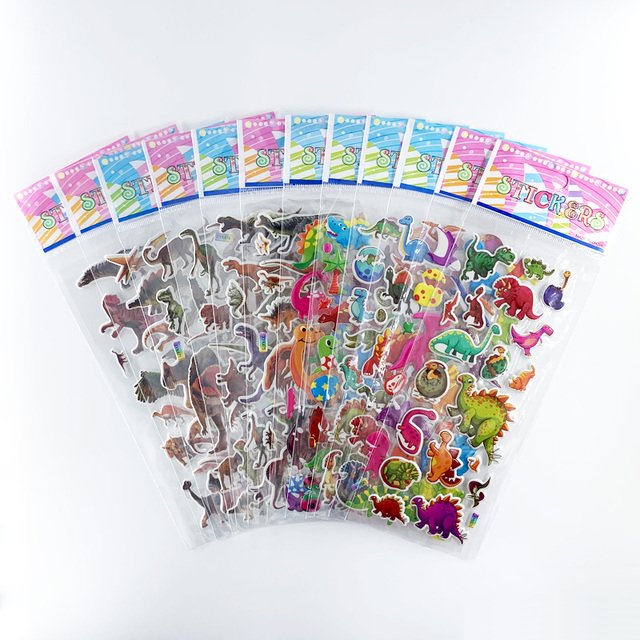 Custom wholesale kids dinosaur butterfly letter animal cute cartoon puffy sticker