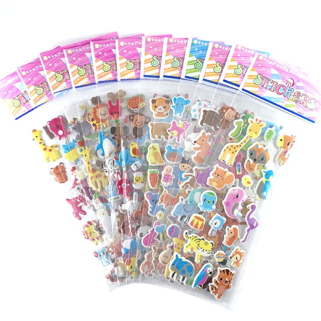 Custom wholesale kids dinosaur butterfly letter animal cute cartoon puffy sticker
