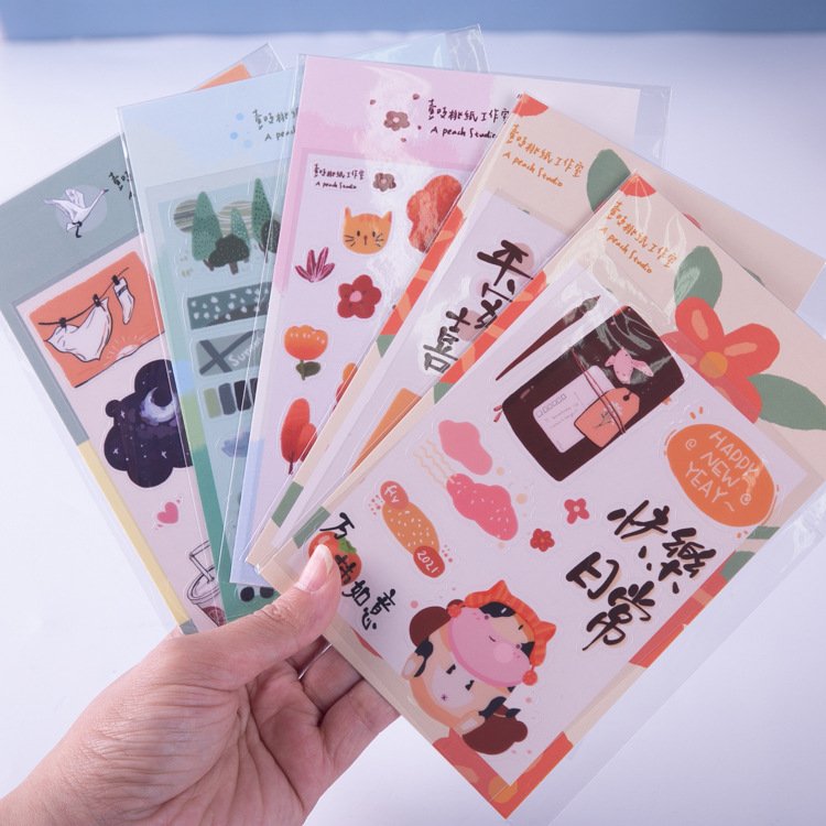 Wholesale Custom A4 A5 A6 Adhesive Paper Journal Planner Stickers Cartoon Cute Kiss Cut Sticker Sheet Printing For Kids