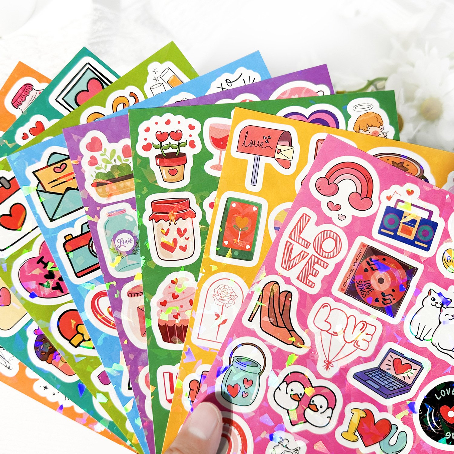 Custom Kiss Cut Sticker Sheet Full color Decorative Label Logo Self Adhesive Vinyl For Kids Cartoon Waterproof Stickers