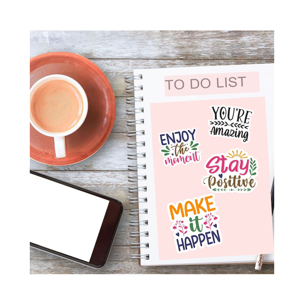 Adhesive Sticker Unique Design Positive Flowers Letters Custom Printing Planner Cartoon Sticker Sheets