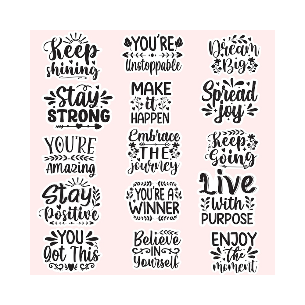 Adhesive Sticker Unique Design Positive Flowers Letters Custom Printing Planner Cartoon Sticker Sheets