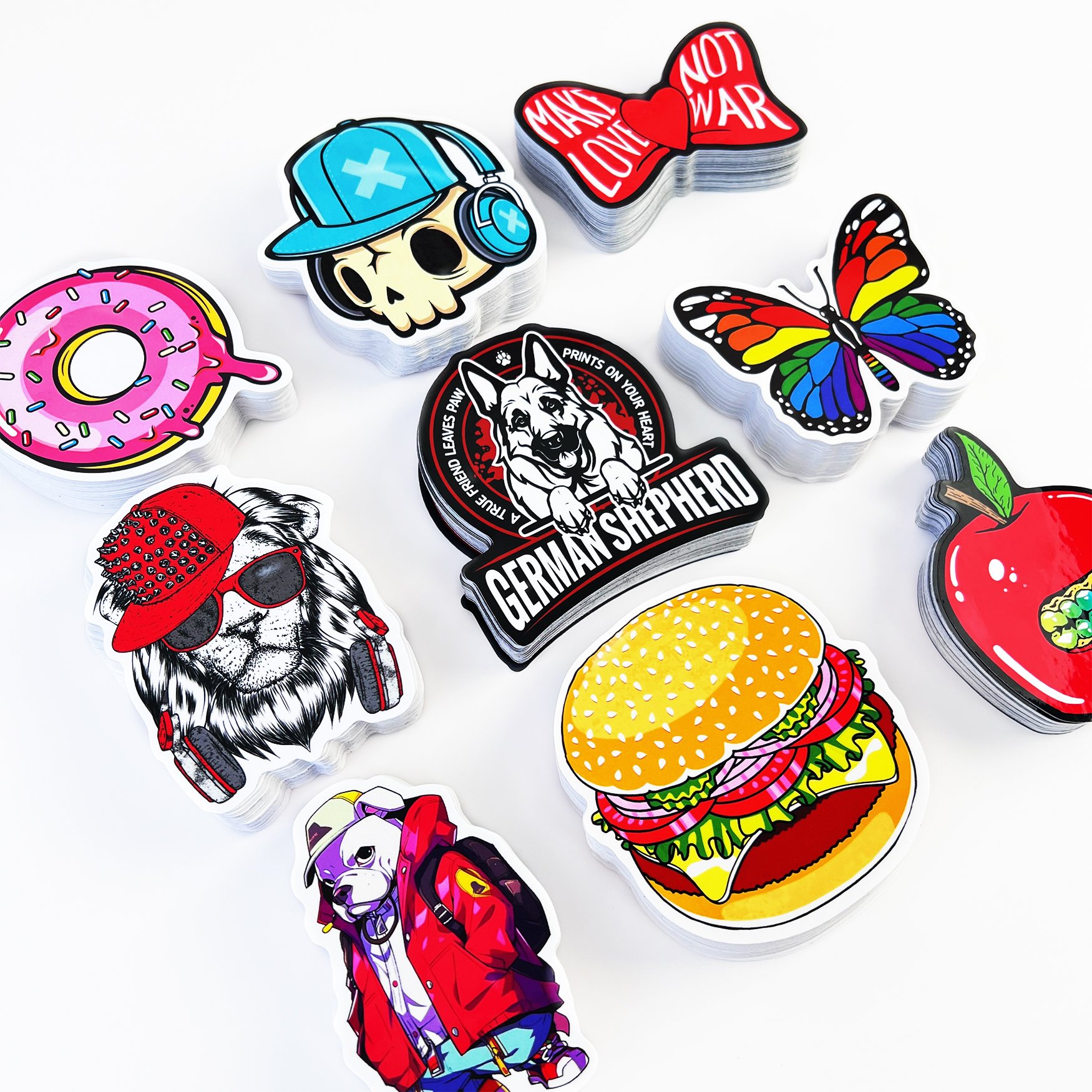 Custom Print UV Resist Adhesive Waterproof Vinyl Labels Company Logo Stickers Sheet Holographic Cartoon Die Cut Custom Stickers