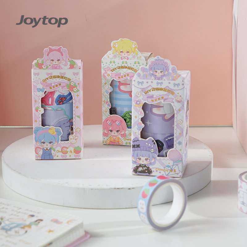 Joytop 500556 Wholesale Mikko Floral Letters Tear off Decorative Tape 3 Roll Set DIY Removable Washi Tape for Journaling