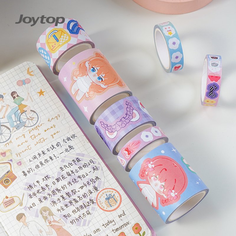Joytop 500556 Wholesale Mikko Floral Letters Tear off Decorative Tape 3 Roll Set DIY Removable Washi Tape for Journaling