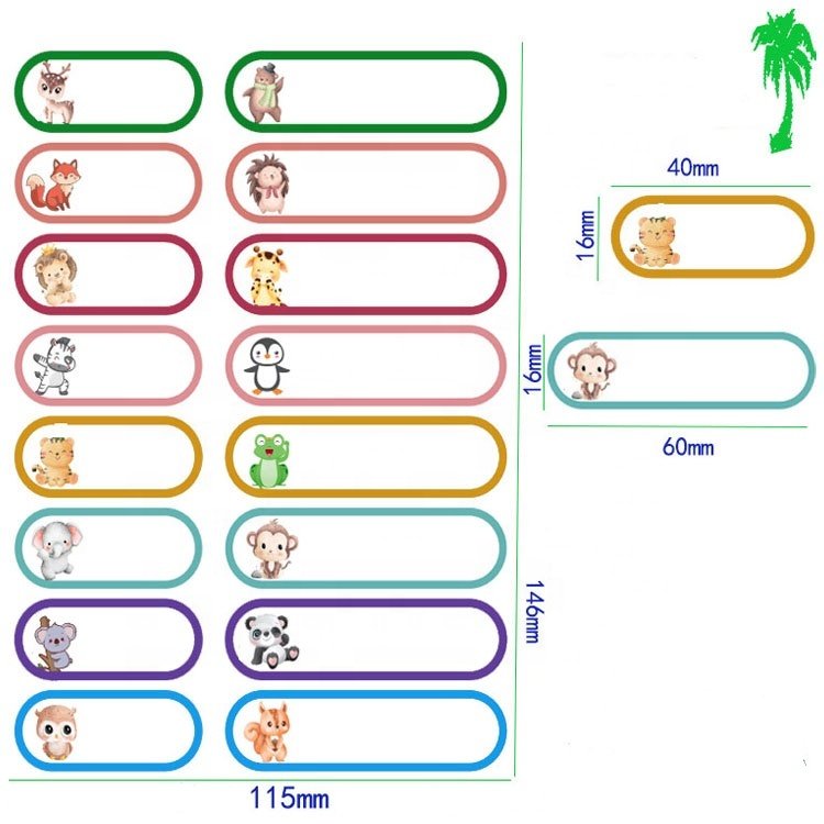 Hot Selling Waterproof Name Stickers Children Cartoon Sticker Name Tags Name Sticker