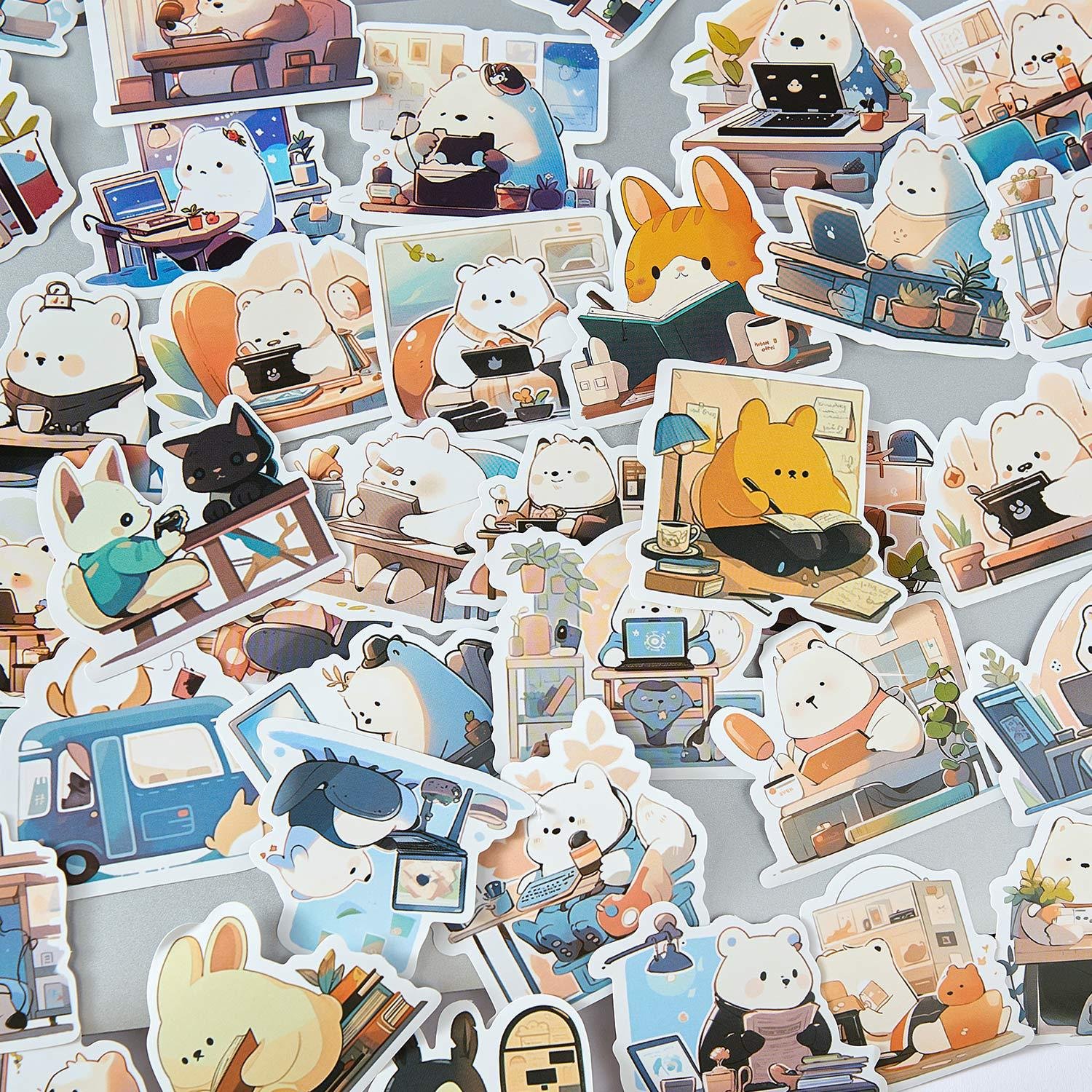 50 Animal Stickers per Pack Fun Life Series Cute Cartoon Stickers Hand Account Decoration Material Stickers
