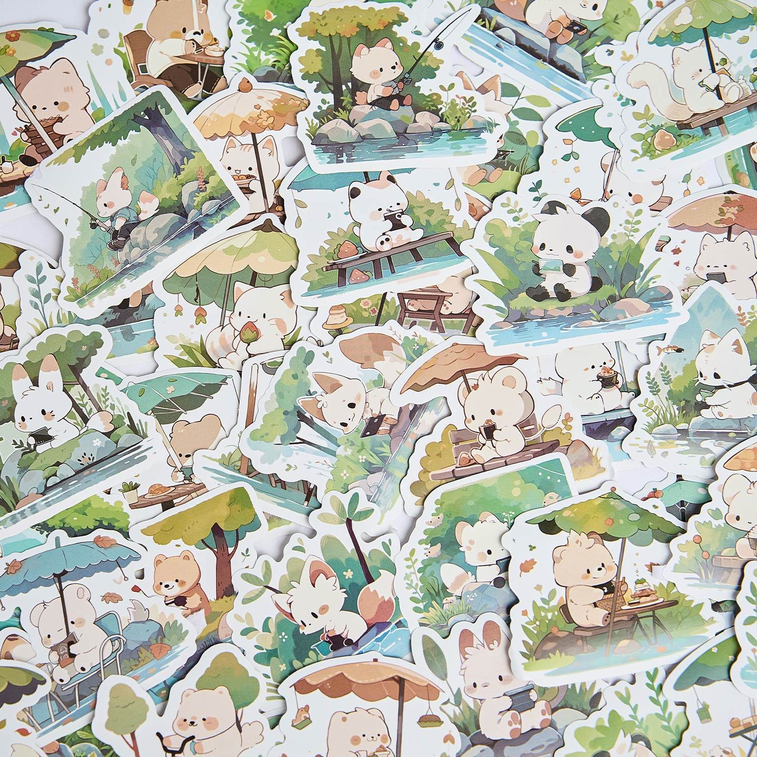 50 Animal Stickers per Pack Fun Life Series Cute Cartoon Stickers Hand Account Decoration Material Stickers