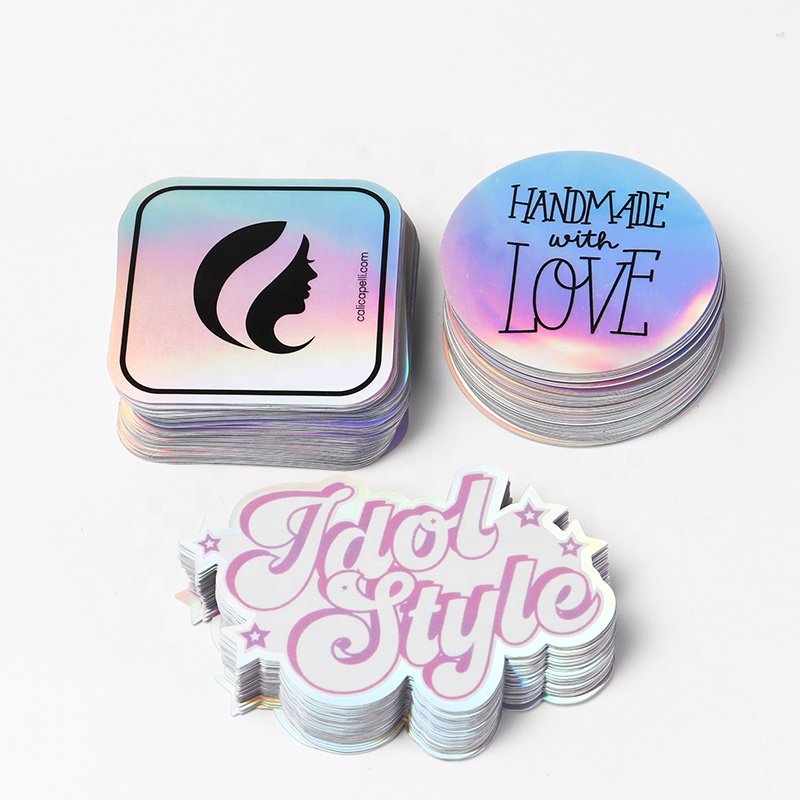 Custom printed Cute Cartoon laser effect pvc label sticker and die cut sticker