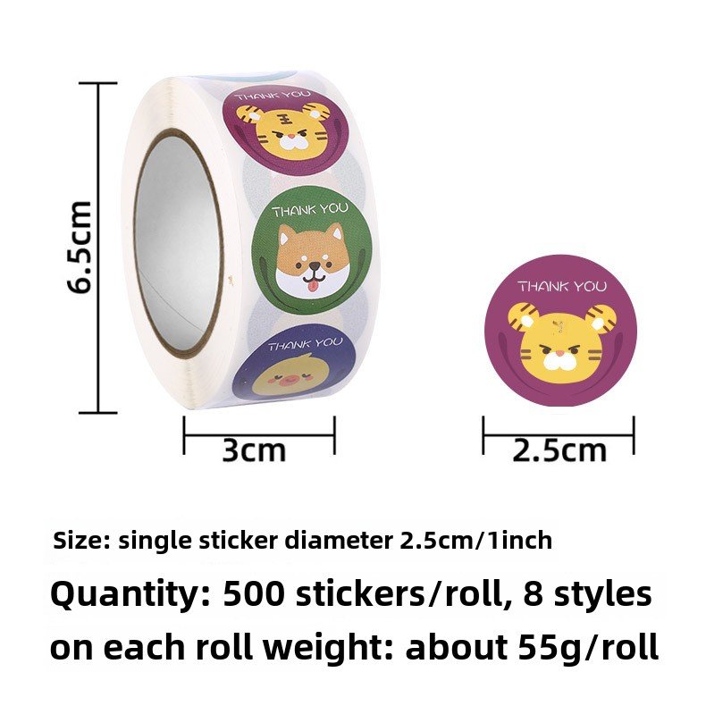 Wholesale Cute Cartoon Self-Adhesive PVC Sealing Stickers UV Printed Packaging Box Labels for Baking and Decorative Purposes