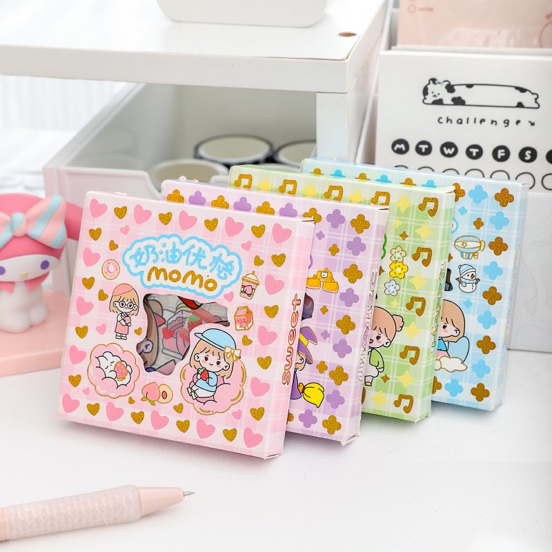 Cute Cartoon Stickers Stationery Products Kids Set Customized Box School Stickers 100 Pcs Students Girls gift