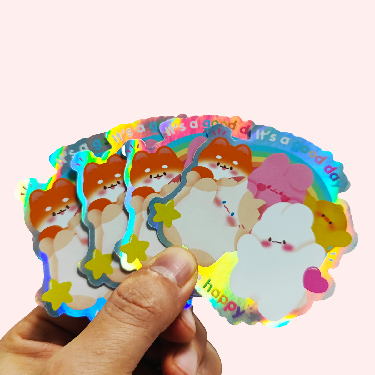 Custom Holographic Die Cut Sticker Adhesive Label PVC cartoon sticker Printing Waterproof Logo Vinyl Stickers