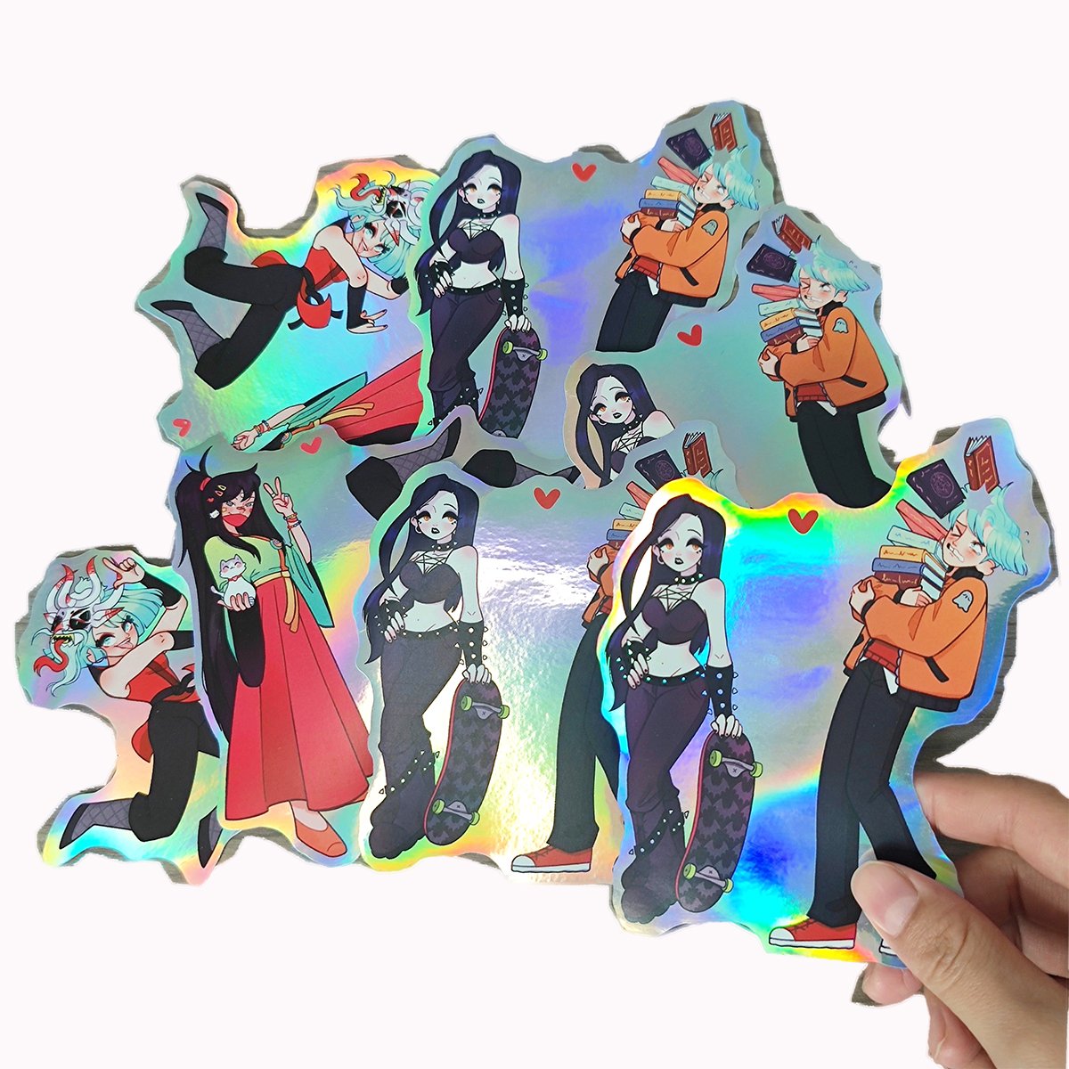 Custom Holographic Die Cut Sticker Adhesive Label PVC cartoon sticker Printing Waterproof Logo Vinyl Stickers