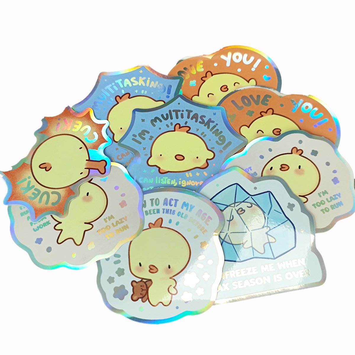Custom Holographic Die Cut Sticker Adhesive Label PVC cartoon sticker Printing Waterproof Logo Vinyl Stickers