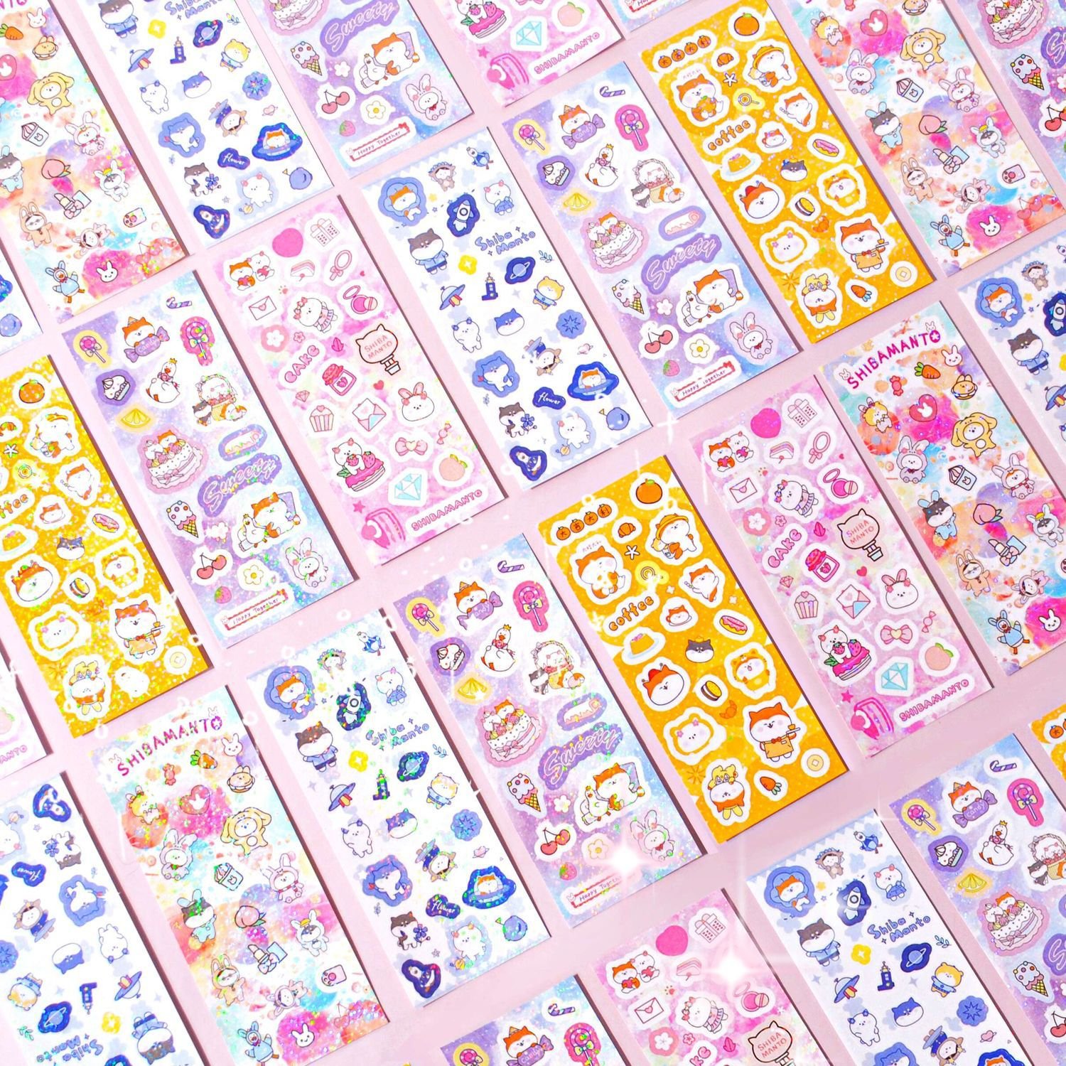 Waterproof Decorative Korean Cute Kawaii animals Stickers Custom Cartoon Kiss Cut Stickers Sheets With Tranpsanret Liner