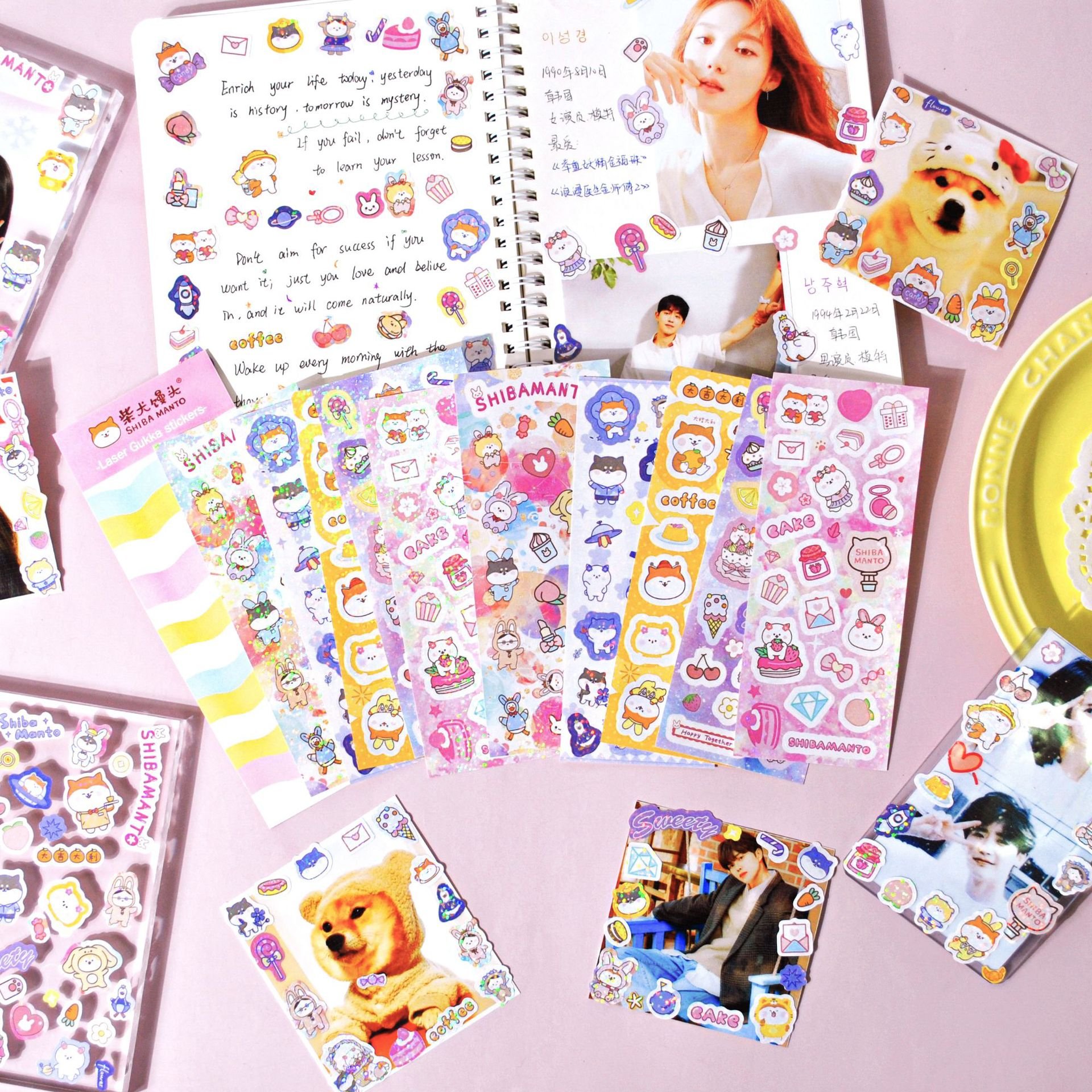 Waterproof Decorative Korean Cute Kawaii animals Stickers Custom Cartoon Kiss Cut Stickers Sheets With Tranpsanret Liner
