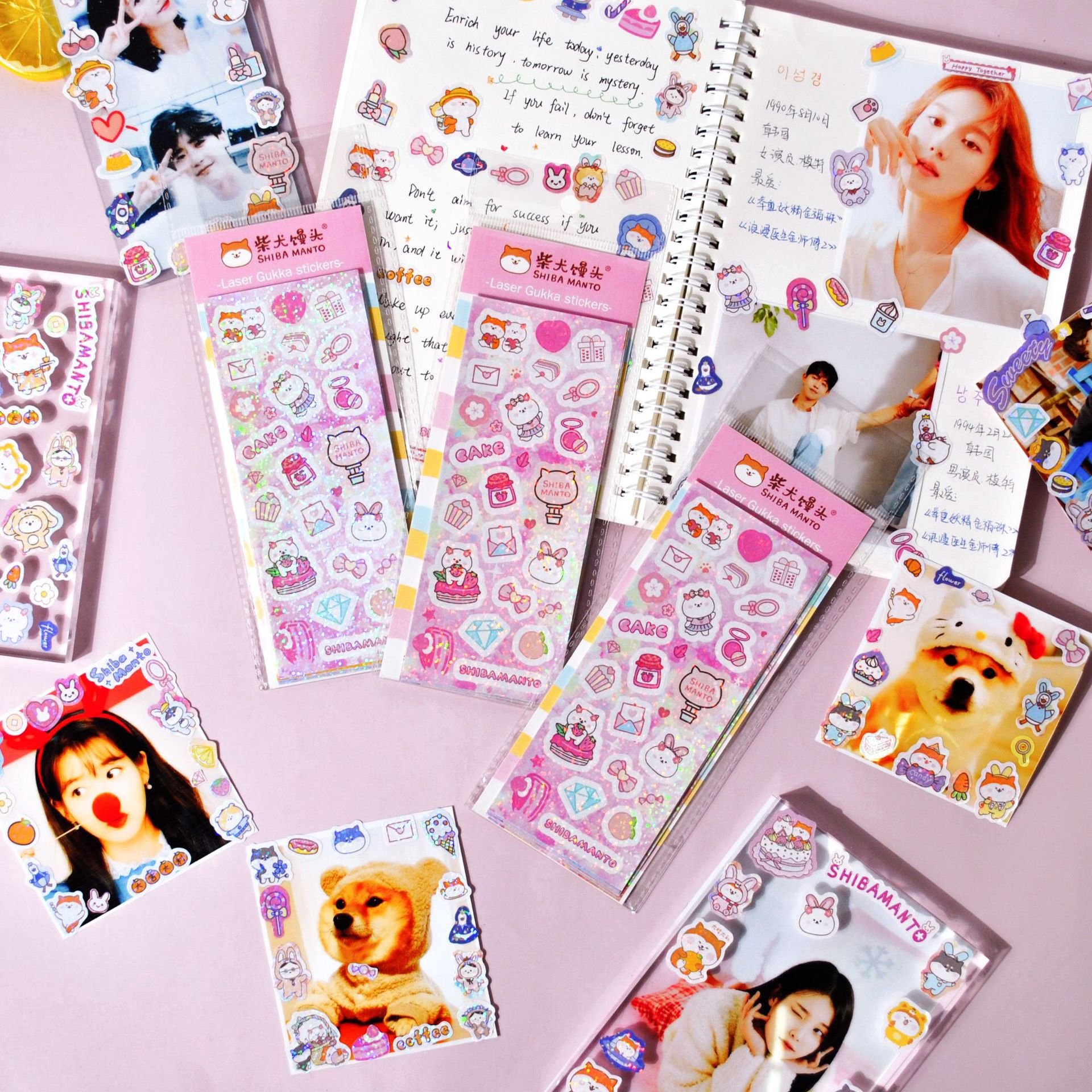 Waterproof Decorative Korean Cute Kawaii animals Stickers Custom Cartoon Kiss Cut Stickers Sheets With Tranpsanret Liner