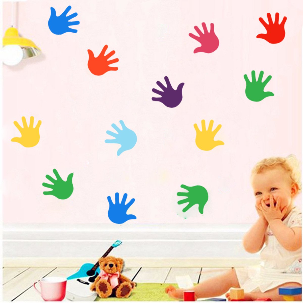 Creative cartoon palm print self-adhesive wall stickers children's room kindergarten classroom home decoration stickers