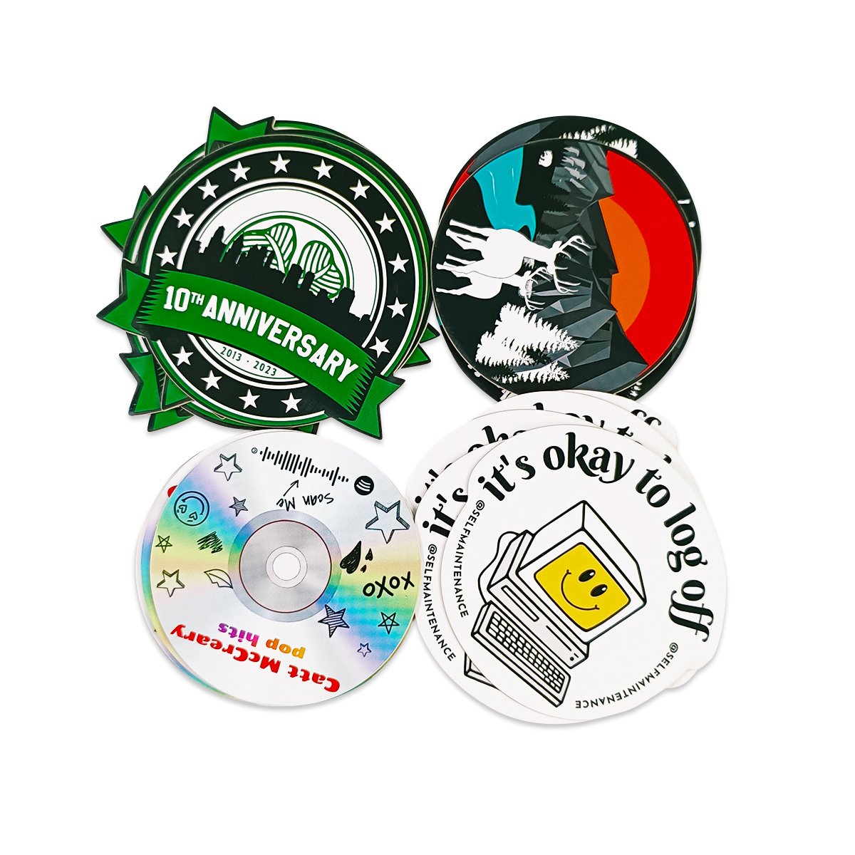 Custom Die Cut Stickers Waterproof Vinyl Personalized Cartoon Brand Name Business Printed laptop individual Logo Paper Stickers